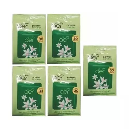 Godrej Aer Jasmine Floral Delight Fragrance Aer Power Pocket Blocks (Pack of 5)