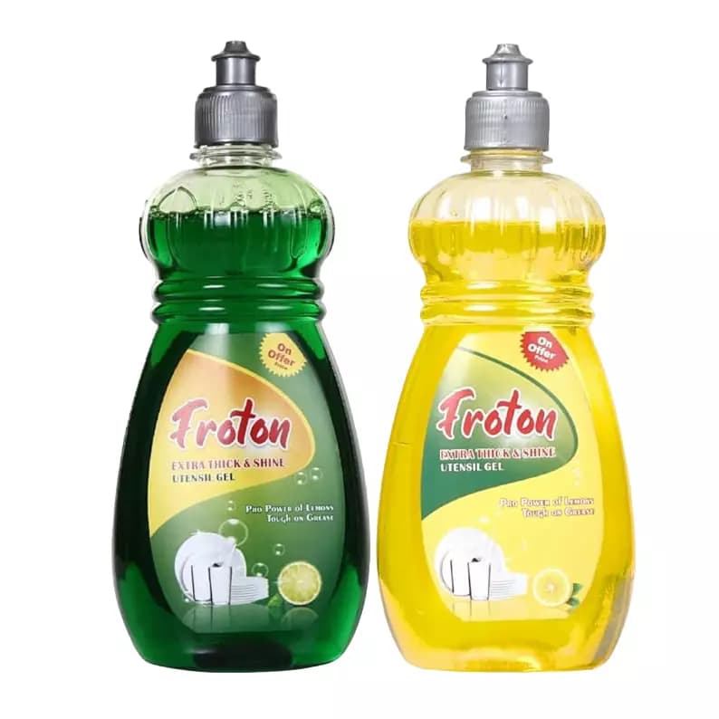 Froton 500 ml Each Green and Yellow Lemon Fragrance Dishwash Liquid Gel (Pack of 2)