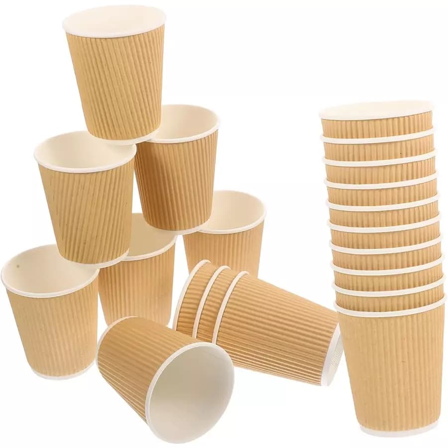 Generic 200 ml Disposable Ripple Beverage Cup Brown (Pack of 100 Pcs)