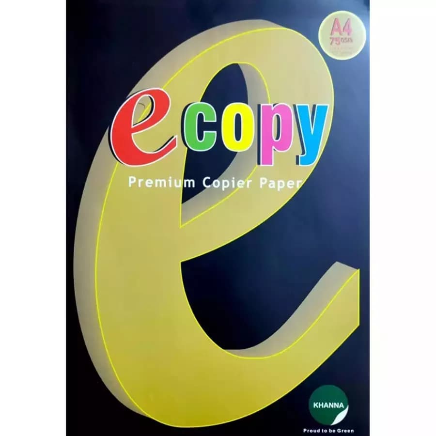 Khanna Paper Mills E-Copy 75 GSM A4 Size Copier Paper 500 Sheets, White (Pack of 1 Ream)