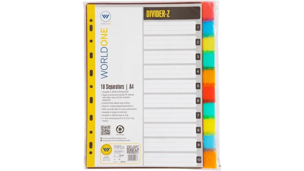 Worldone A4 Size Divider-z- Refillable-10- (Uni/Col) DV110-R