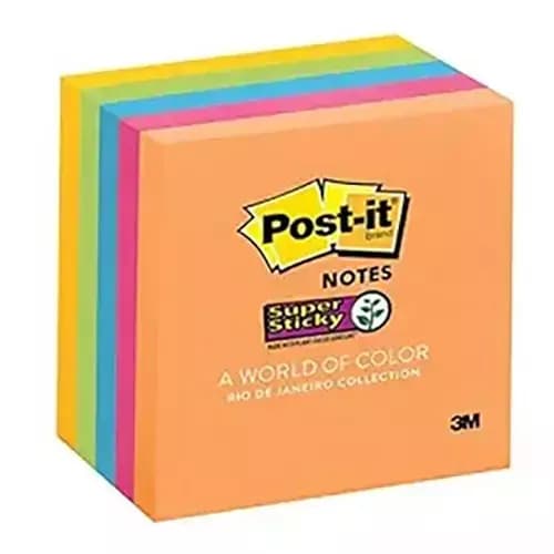 3M 3x3 inch Assorted Sticky Notes Pack of 5 (450 Sheets Per Pack), 2250 Sheets