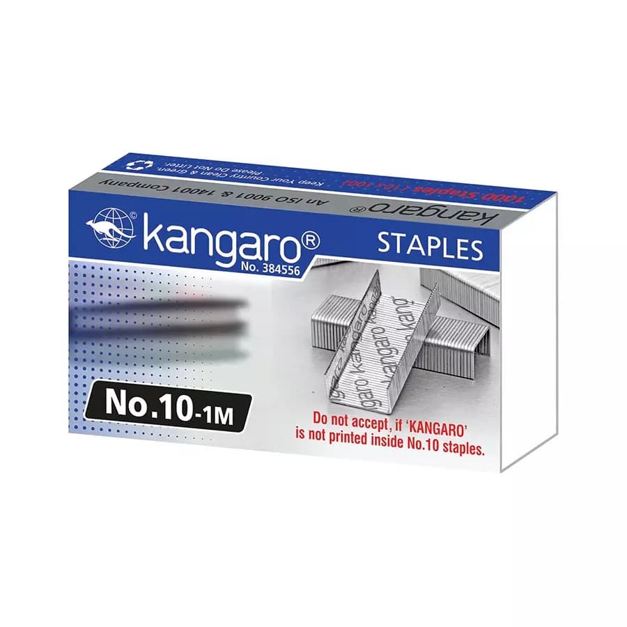 Kangaro Steel Staple Stapler Pin No. 10 Blue (Pack of 12)