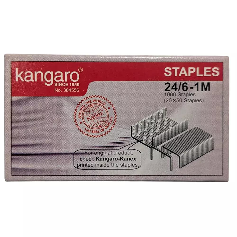 Kangaro Steel Staple Stapler Pin No. 24/6 (Pack of 12)