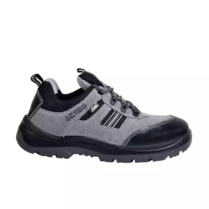Allen Cooper Steel Toe Safety Shoes Low Ankle PU Sole Size 7 UK/India Black & Grey, AC-1156 (Pack of 3 Pairs)
