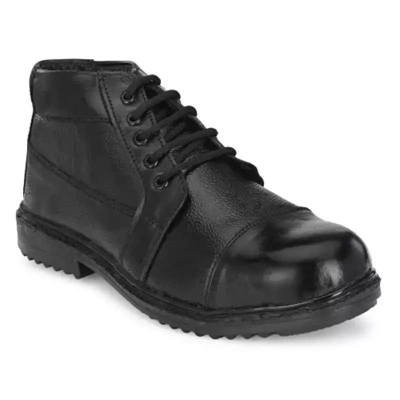 Armaduro Steel Toe Safety Shoes High Ankle PVC Sole Black Full Grain Leather Size UK 9, AD1008