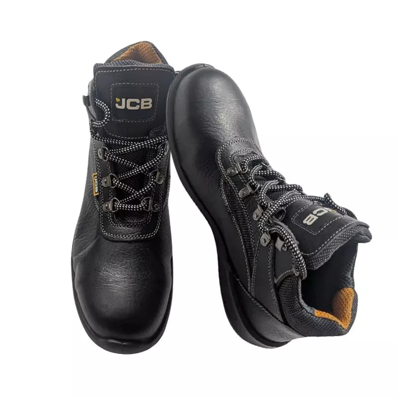 JCB Safety Shoes Steel Toe Excavator Leather Black , Size 11