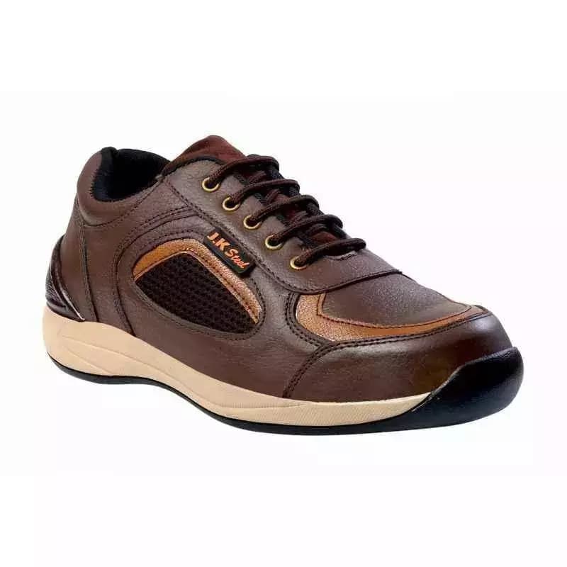 JK Steel Steel Toe Safety Shoes Low Ankle Rubber Sole Saddle Brown Size UK 10, JKPI001BN