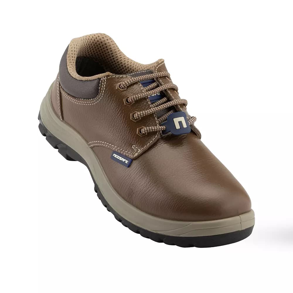 NeoSafe Steel Toe Safety Shoes Low Ankle PU Sole Brown Grain Leather Size UK 9, Centaur A2024-9