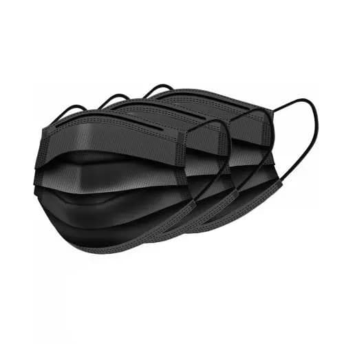 SSWW 3 Ply Non-Woven Fabric Breathable Surgical Face Mask Black Free Size (Pack of 500 pcs)