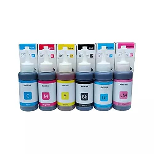 Dubam Refill Ink for Epson L800 , L805 , L810 , L850 , L1800 Printer (70 gm x 6) Cyan, Magenta, Yellow and Black Ink Bottle