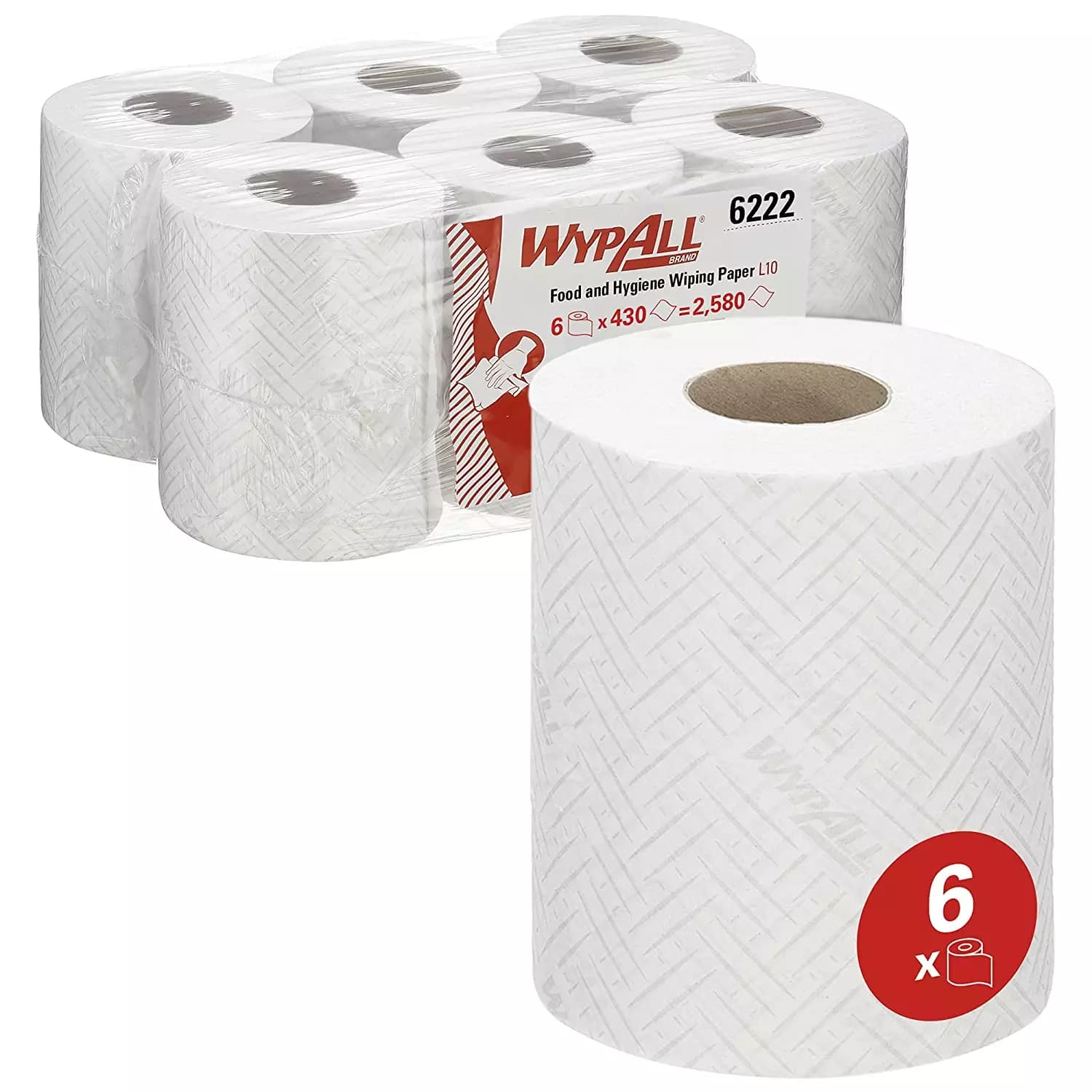 WypAll L10 Food & Hygiene Wiping Paper 6222 - 1 Ply Dry Cleaning Wipes - 6 White
