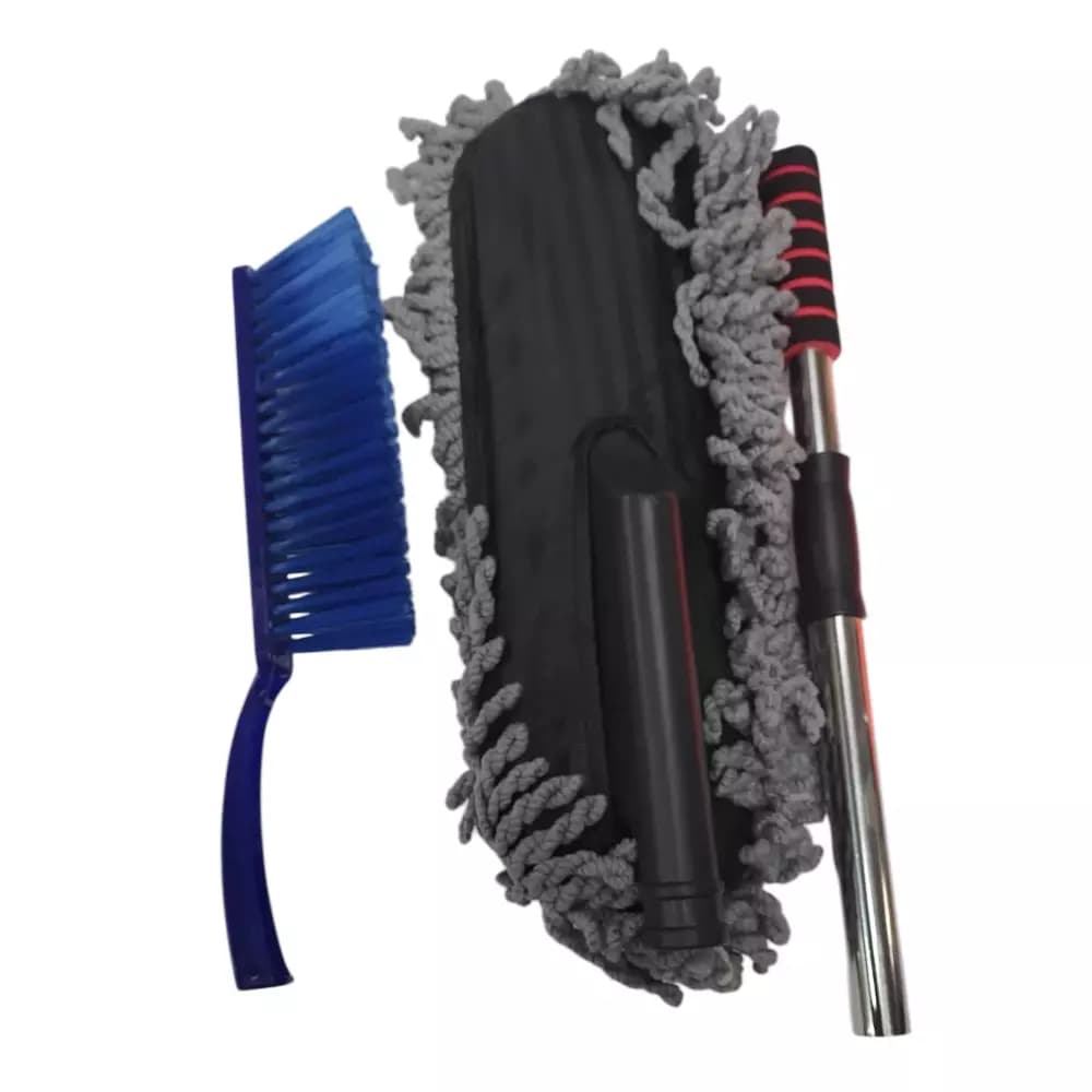 Winberg Large Microfiber Black/Blue Multipurpose Cleaning Duster, Brush+Duster (Pack of 2)
