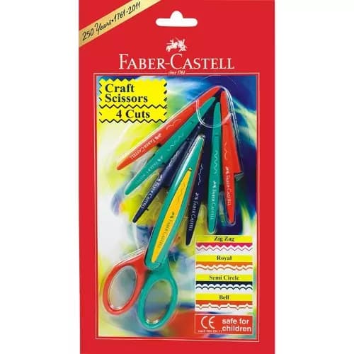 Faber-Castell Craft Scissors 4 Cuts (Semi-Circle, Zig-Zag, Bell and Royal) (Set of 4)