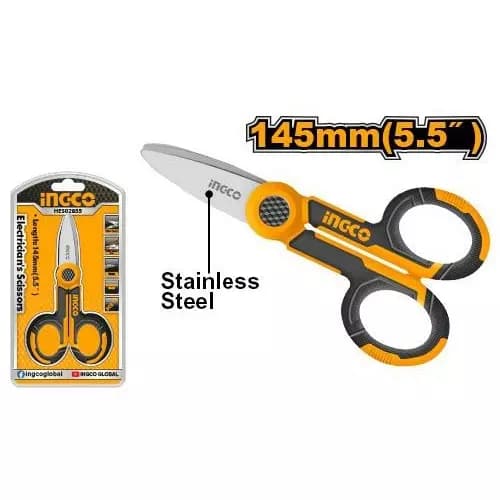 Ingco HES02855 Electrician's Scissors Yellow & Black, 145 mm
