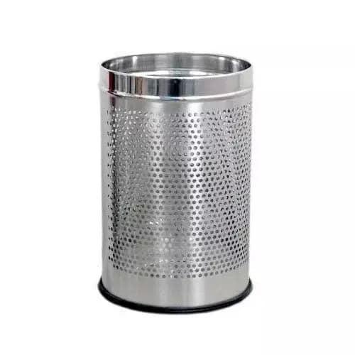MOFNA Silver Stainless Steel Perforated Open Top Dustbin 7x10 Inch, MSS101