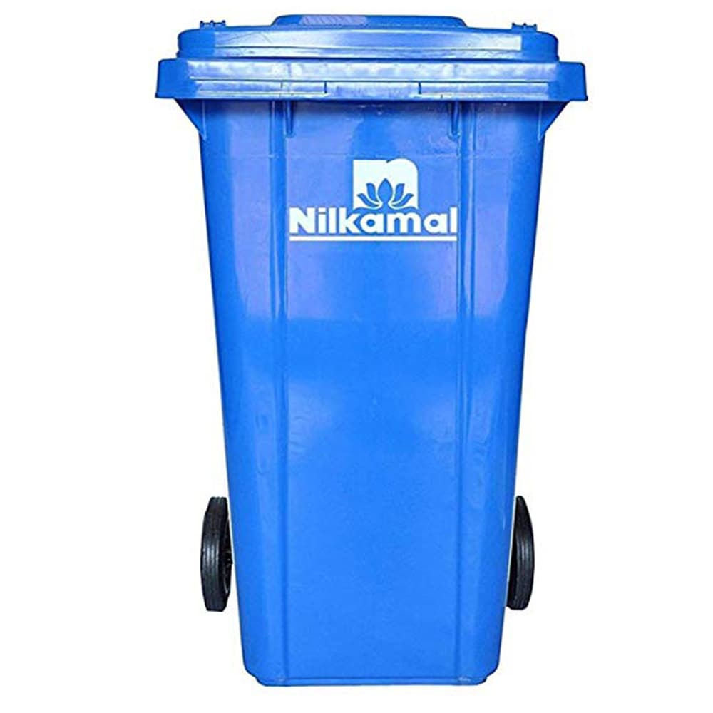 Nilkamal 120 L Blue Plastic Dustbin With Wheel