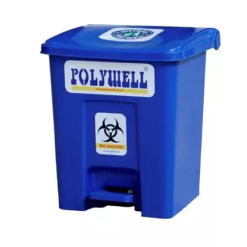 Polywell 20 L Blue Rectangle Shape Pedal Dustbin, PW20P