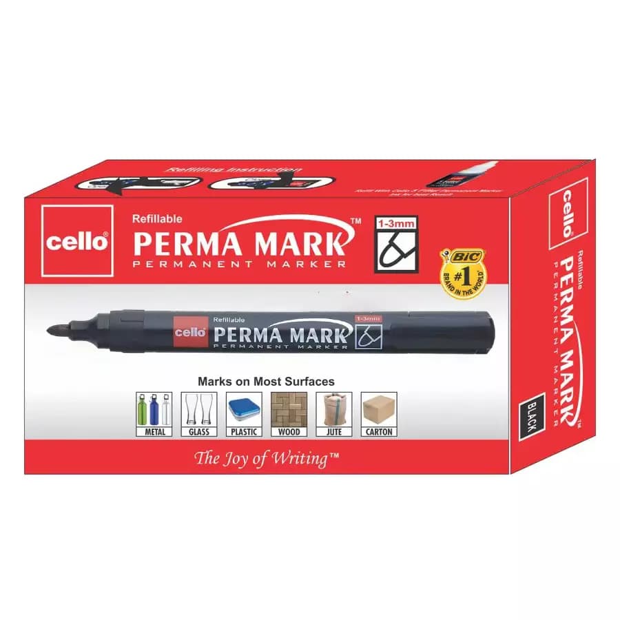 Cello Perma Mark Permanent Marker - Black (Pack of 50)