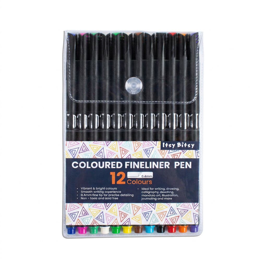 Fineliner Pen Bright Colours 0.4mm Tip 12pcs