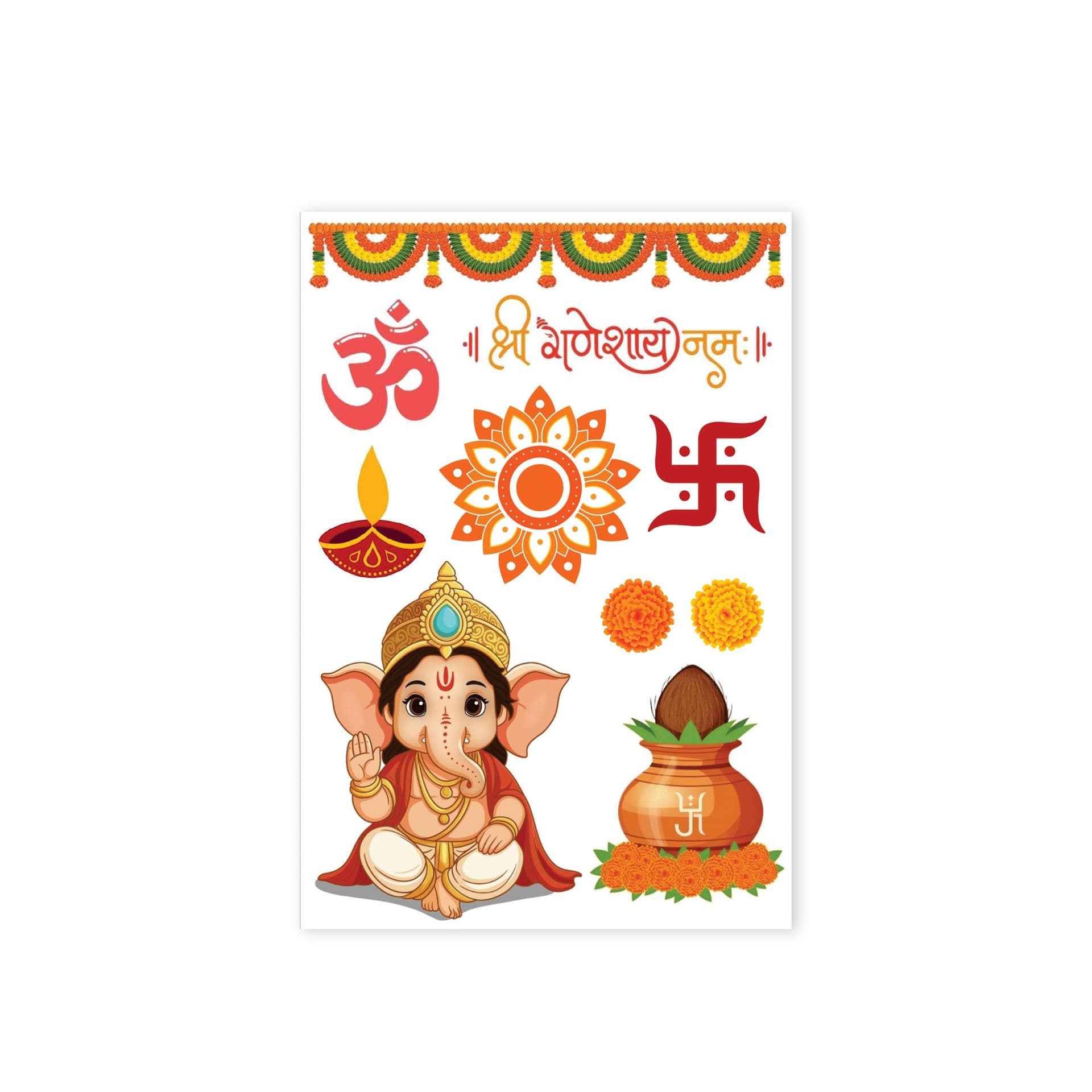 Mini Deco Transfer Sheet Shree Ganeshay Namah 3.25 x 4.75inch 1Sheet