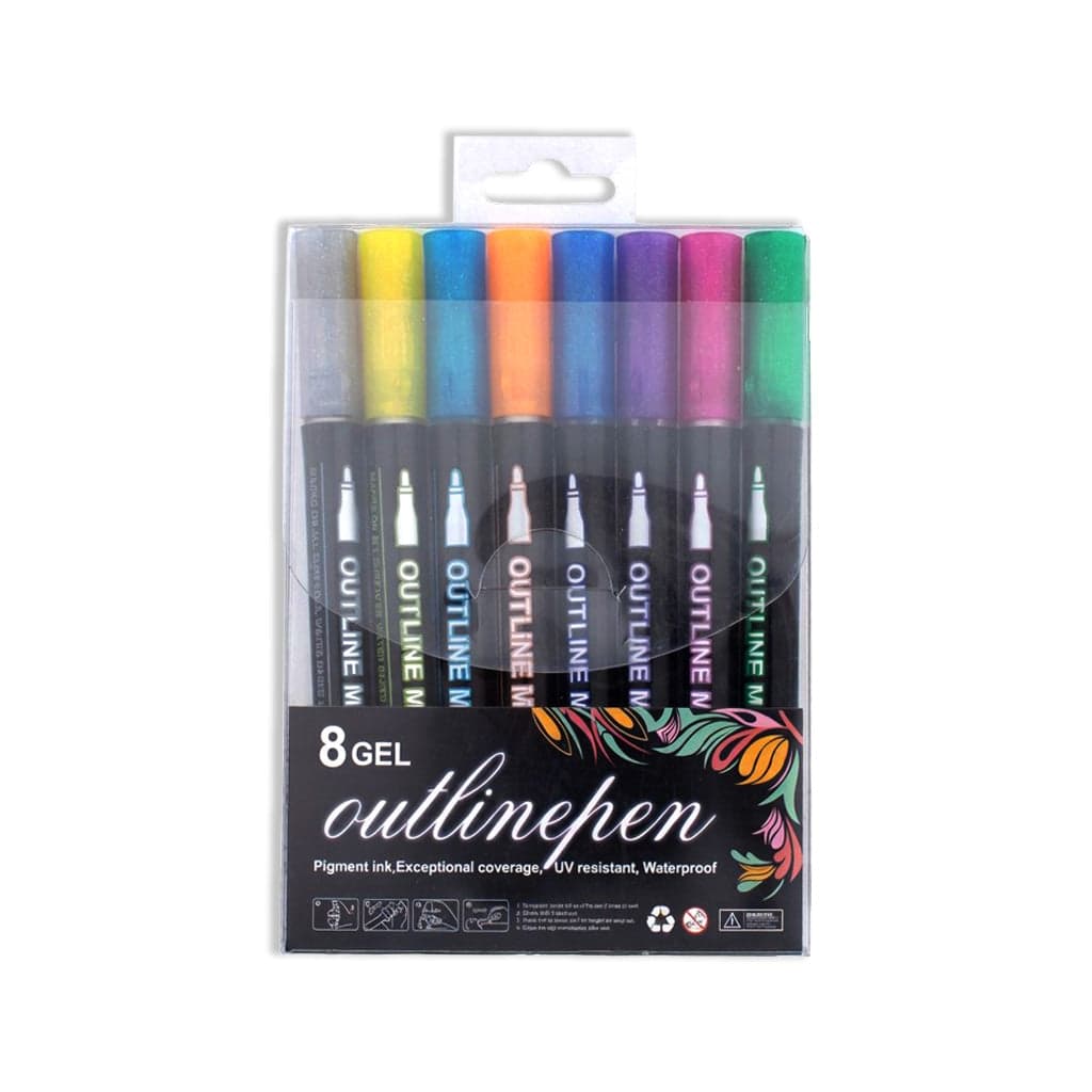 Outline Pigment Ink Marker Multicolour 8pcs Blister