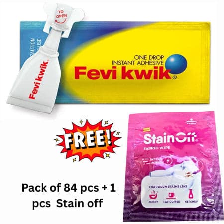 Pidilite Fevi Kwik Instant Adhesive - 450mg + 1Pcs Stain Off Gel
