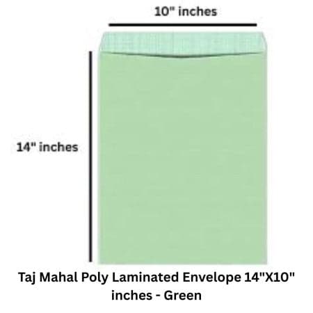 Taj Mahal Poly Laminated Envelope 14"X10" inches - Green