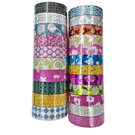 Washi Tape Glitter Colored 0.5 Inch Set of 10 - 24431-3