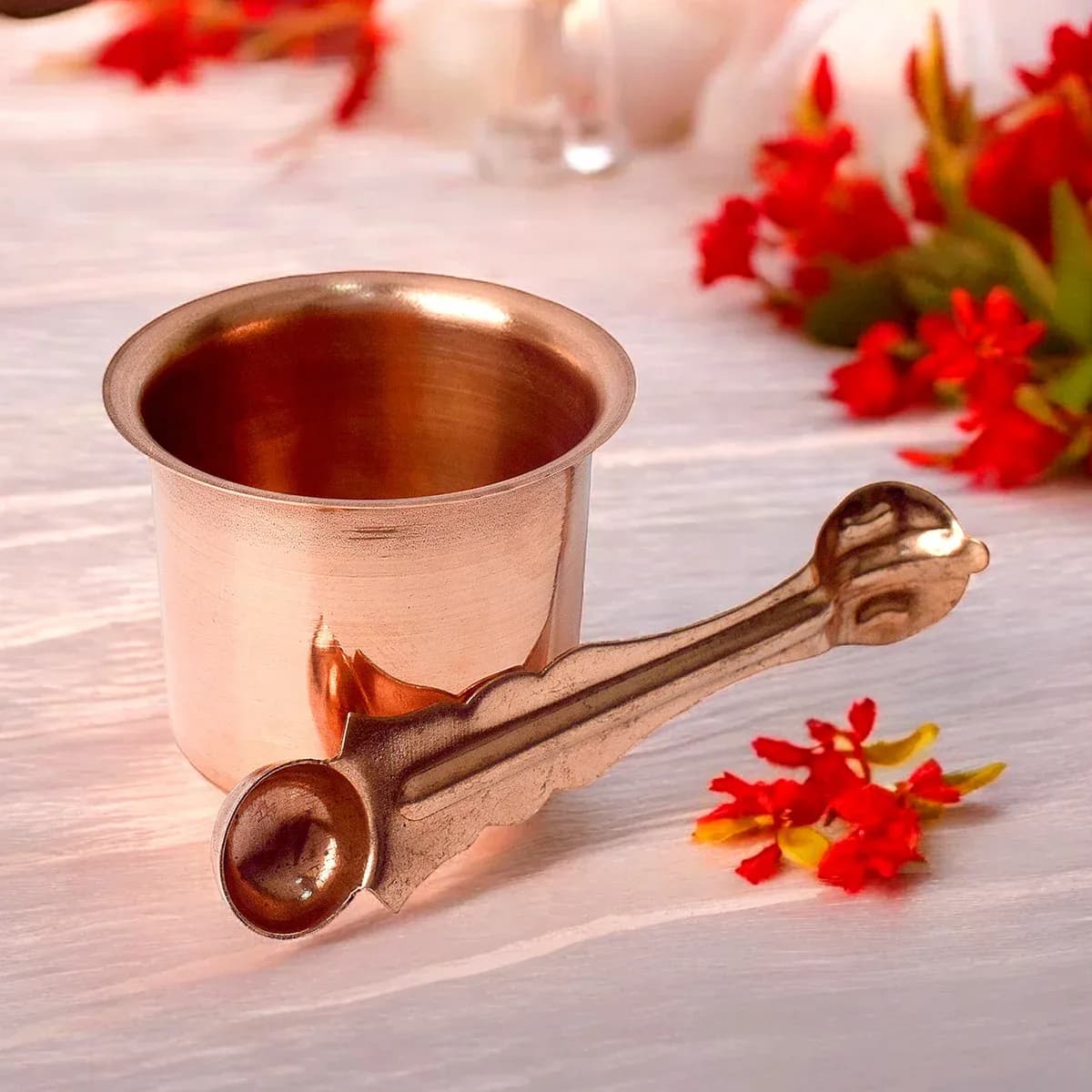 Pure Copper Panch Patra Puja Glass and Spoon