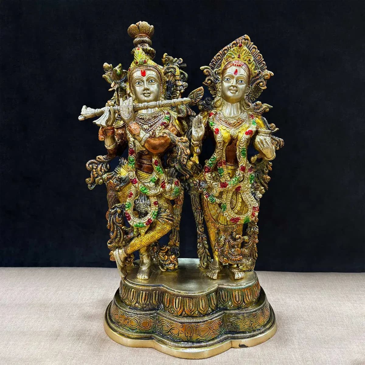 16.5 Inch Radha Krishna Brass Idol