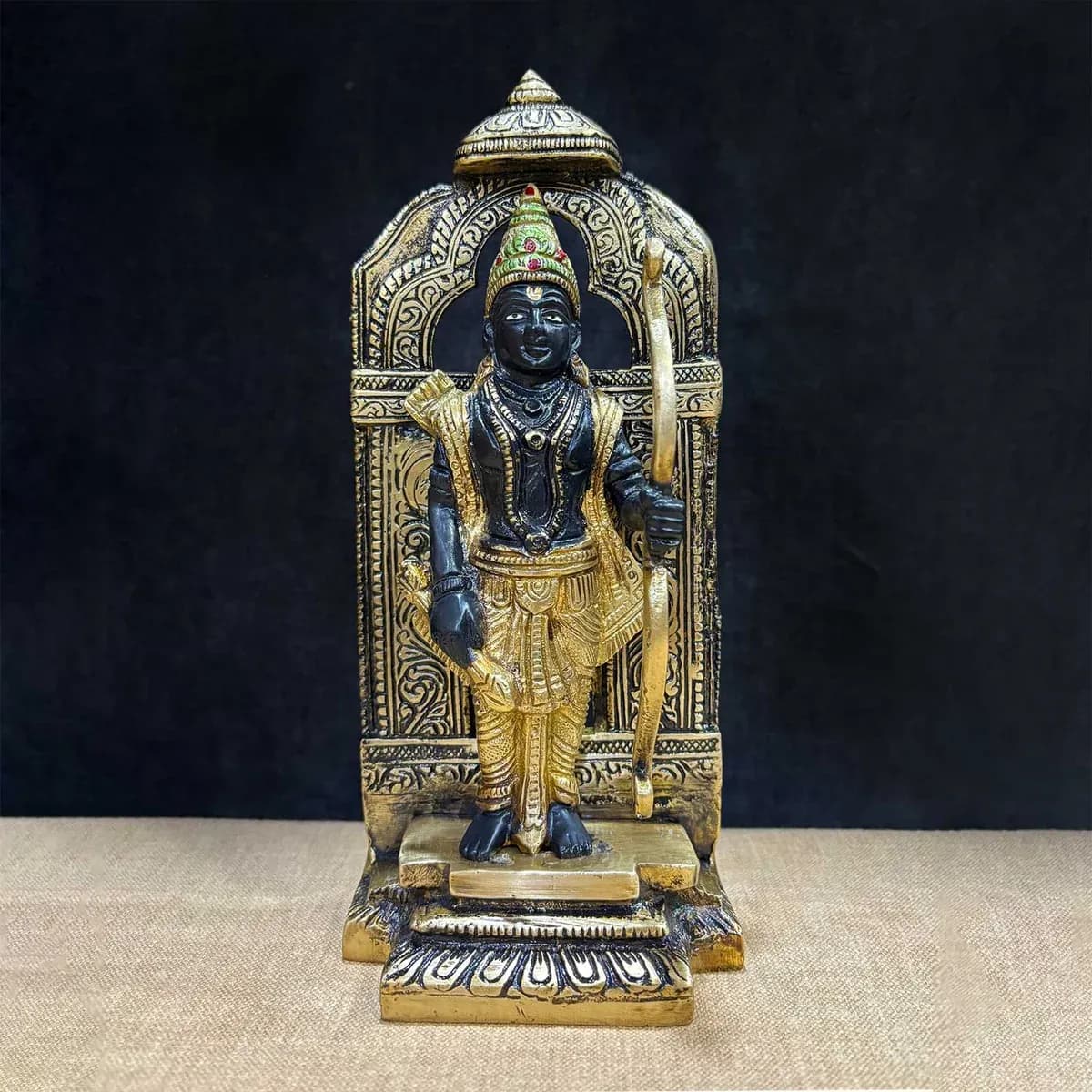 8.4 Inch Antique Brass Ram with Bow Statue