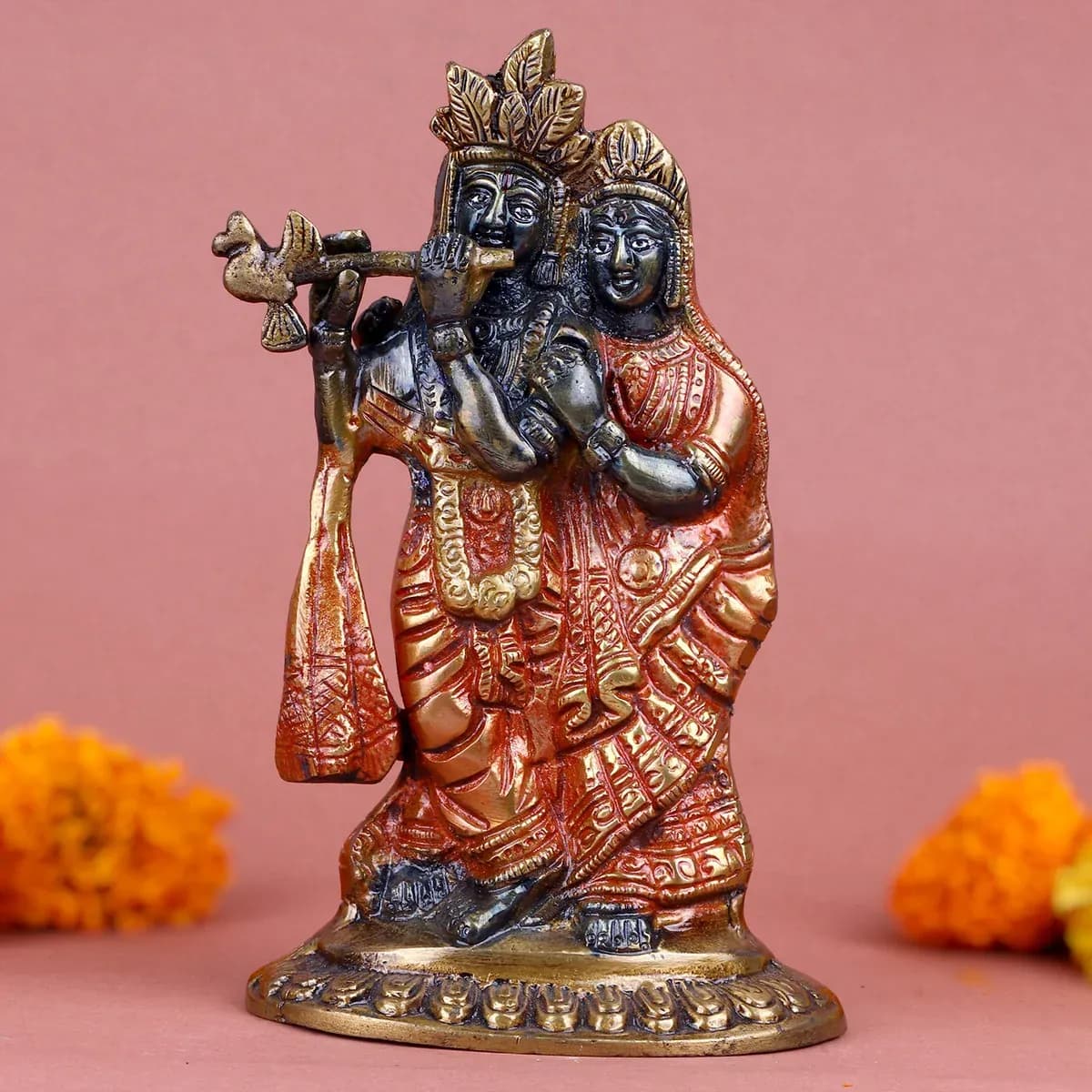 3.1 Inch Brass Radha Krishna Idol