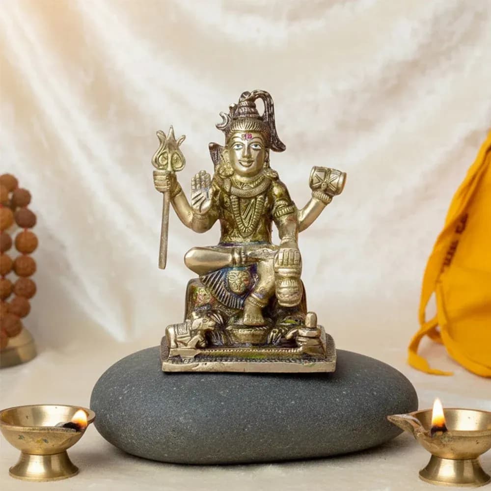 6 Inch Brass Shiv Statue