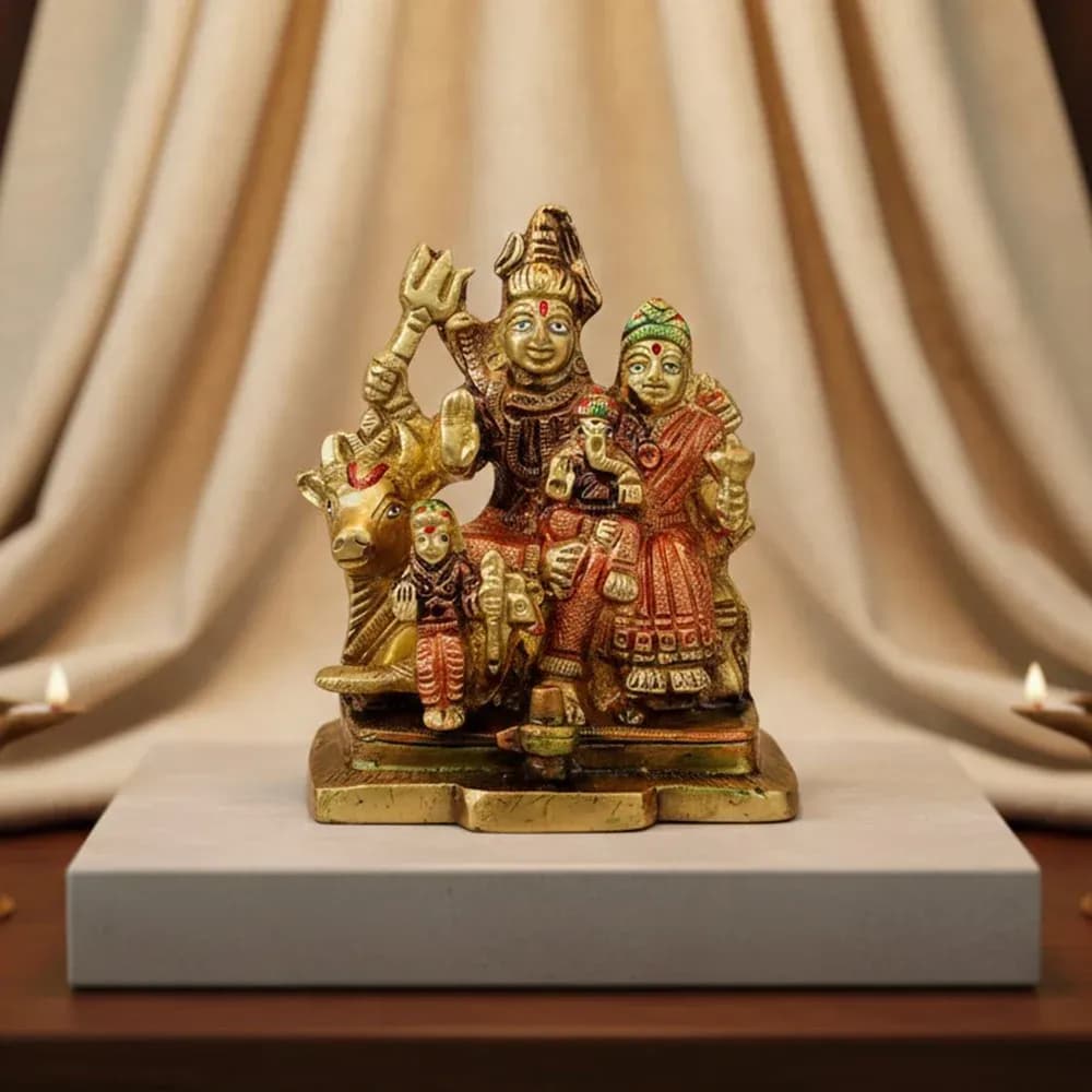 4 Inch Brass Shiv Parivaar Statue