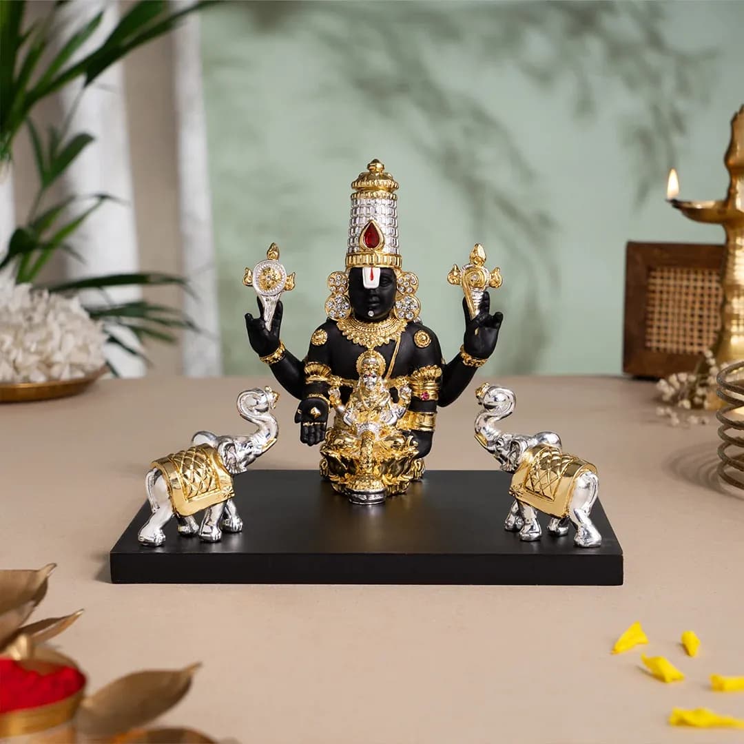 Gajalakshmi Tirupati Balaji Murti - Gold & Silver Plated