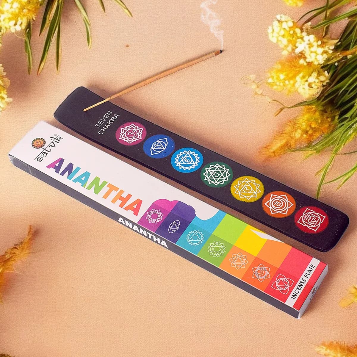 Black Seven Chakra Incense Holder Plate