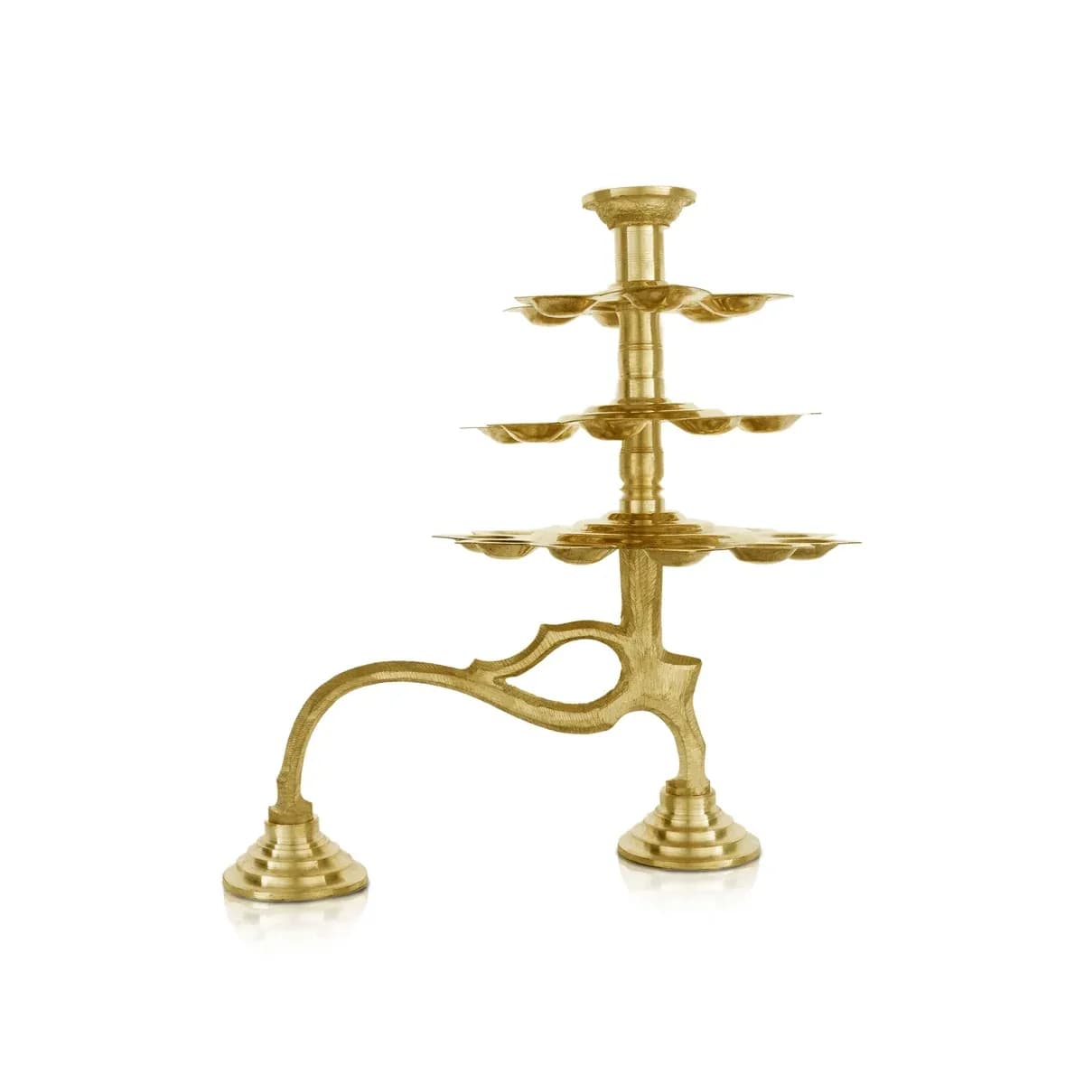 Brass Adukku Deepam - 10.5 x 8.5 Inches, 3 Step Kapoor Dhani