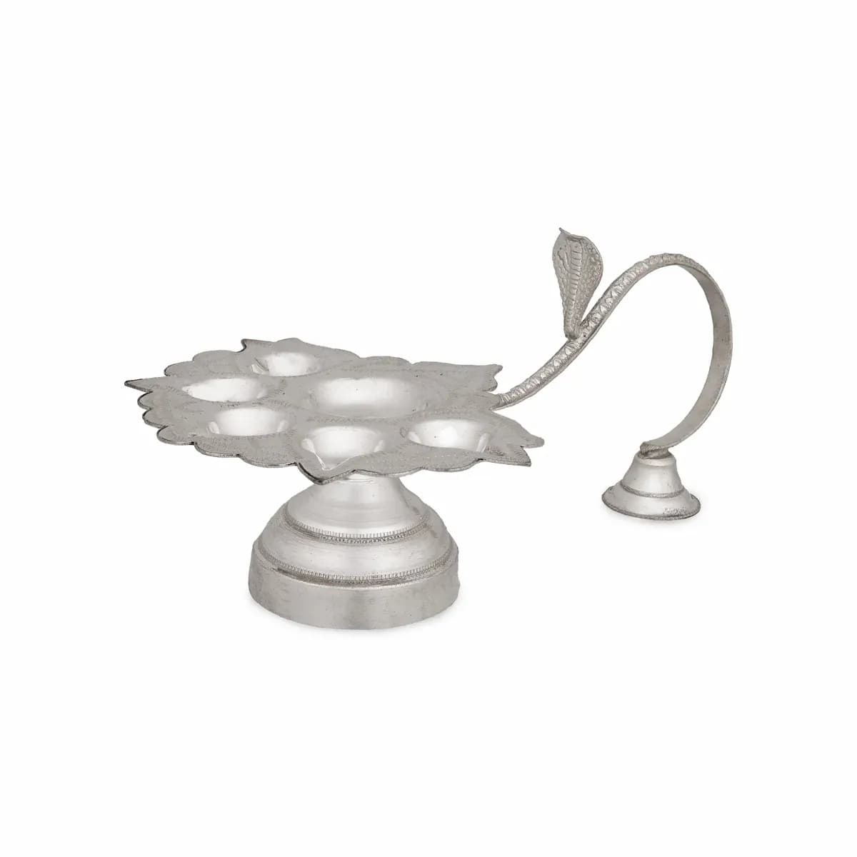 6 Face Kapur Aarti With Nag Handle - 2.75 x 5.5 Inches, 6 Face Diya