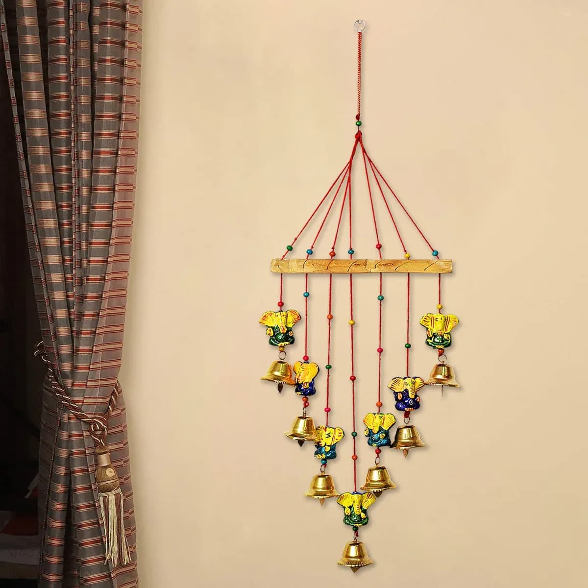 Rajasthani Colorful wooden Ganesh Wall Hanging Wind Chimes