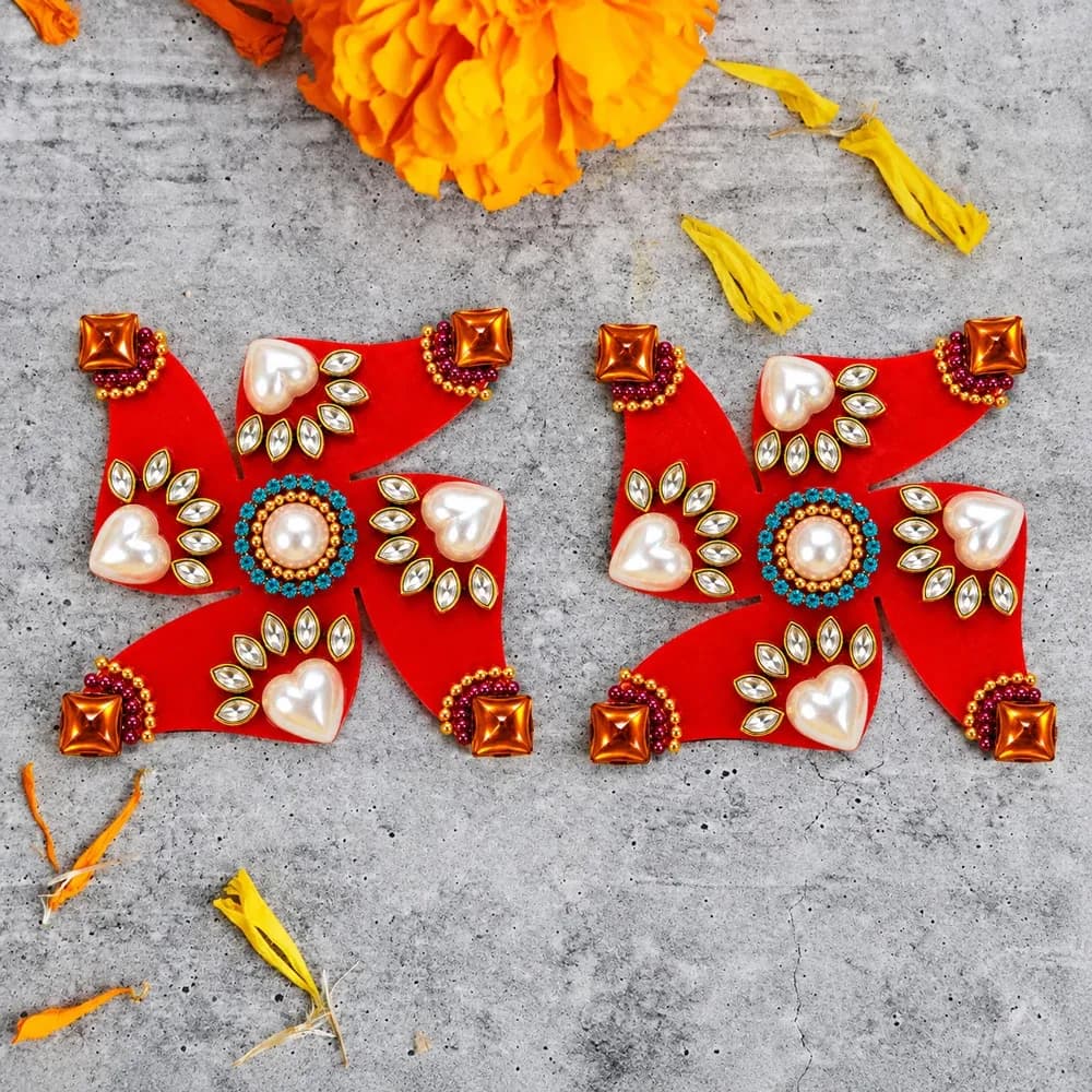 Handcrafted Stone-Studded Swastik Wall Stickers