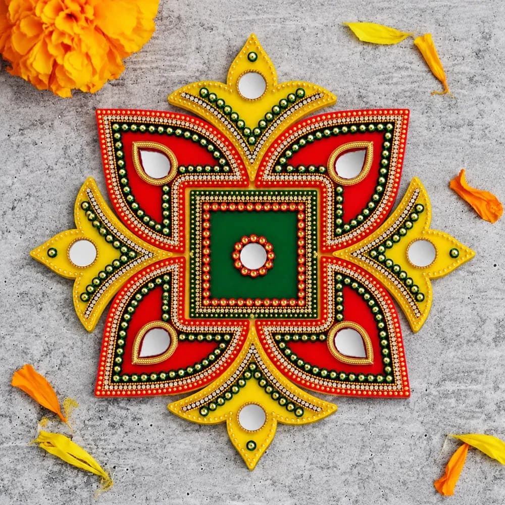 Handcrafted Artificial Ready to Use Rangoli Sticker for Pooja Room