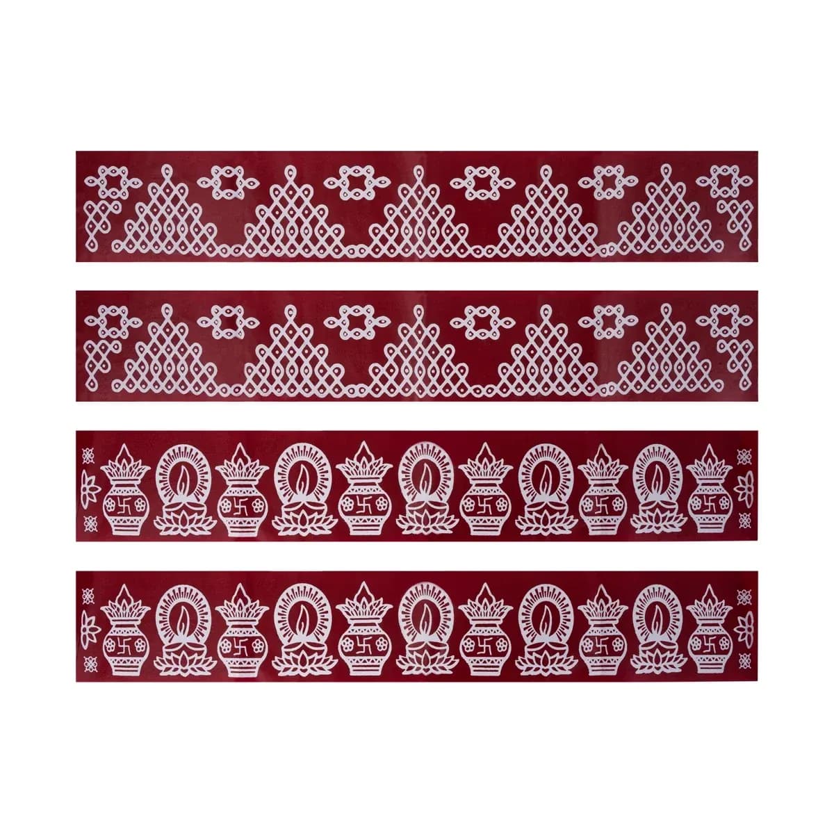 Maroon Kolam Sticker Set - 29.5 x 4 Inches, 4 Pcs