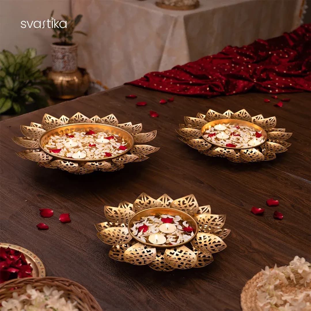 Decorative Lotus Petal Urli Bowl Set (Set of 3)