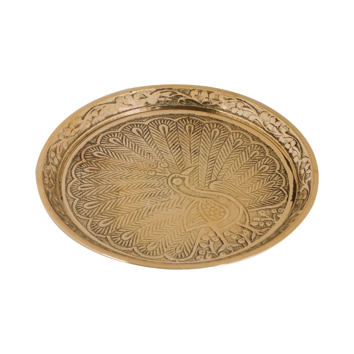 Brass Plate - 0.25 x 5 Inches, Peacock Design Pin Tray