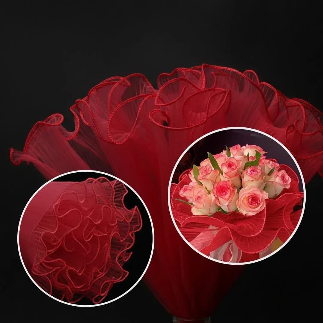 Red Wrapping Paper Net Wrinkled 64 cm long
