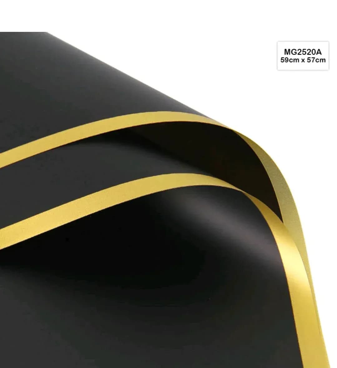 Black & Gold Border Wrapping Paper, 20 Sheets Pack