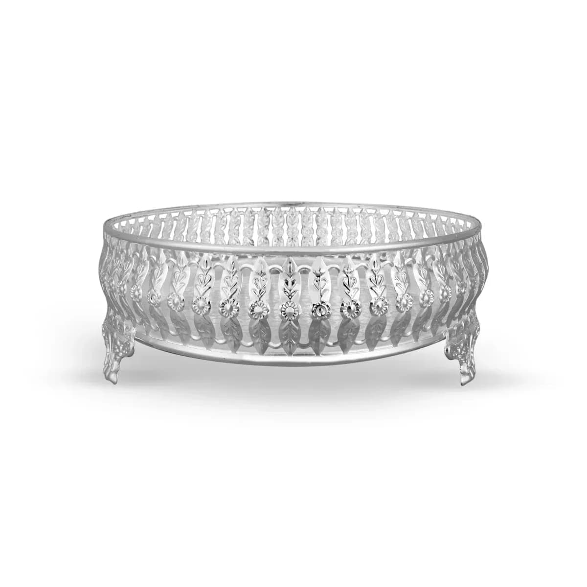 Decorative Tray With Leg - 3 x 8 Inches, German Silver Decorative Plate