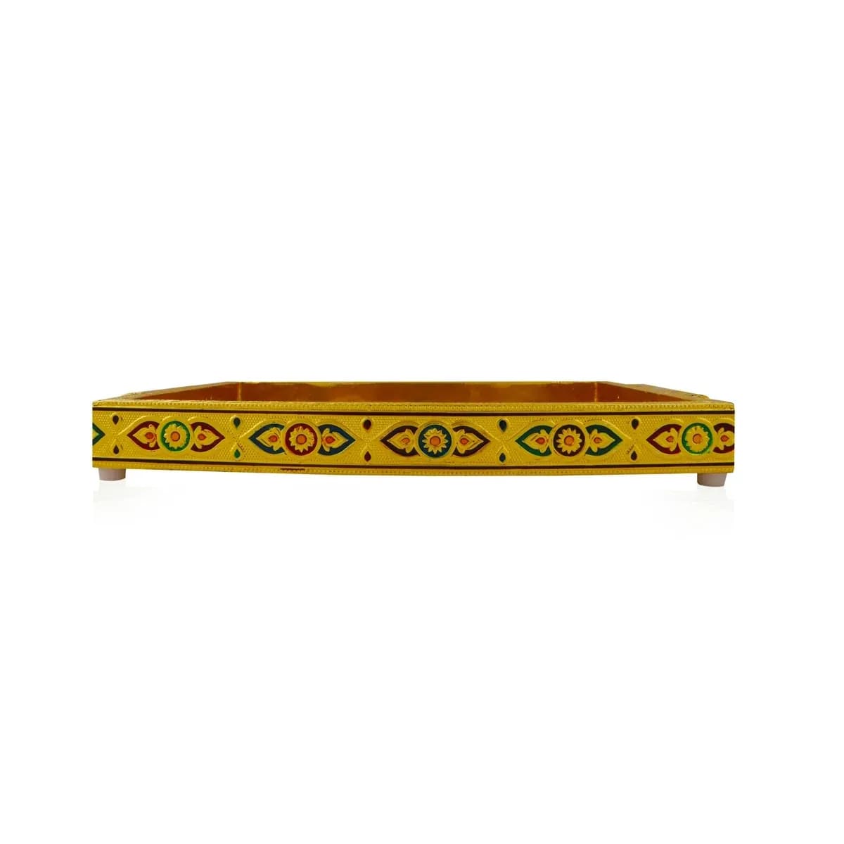 Wooden Choky Tray - 1.5 x 12 x 8 Inches, Meenakari Design Serving Tray