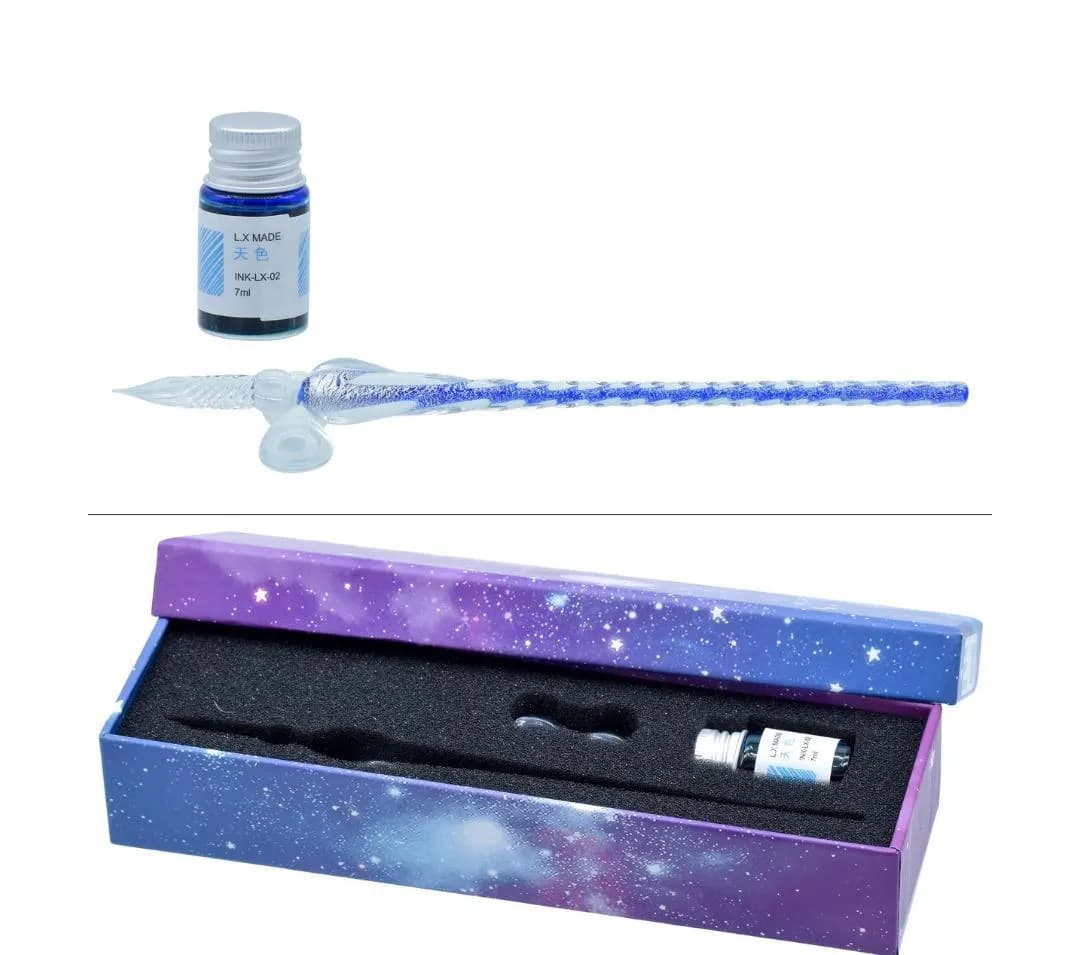 Crystal Fountain Pen Gift Box with 1 Ink Bottle